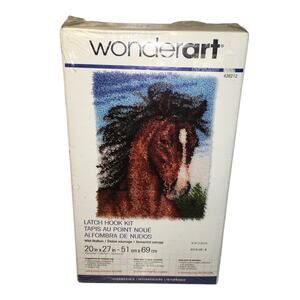 Wonderart Horse Wild Stallion Latch Hook Rug Kit 20" x 27" NEW Sealed 426212